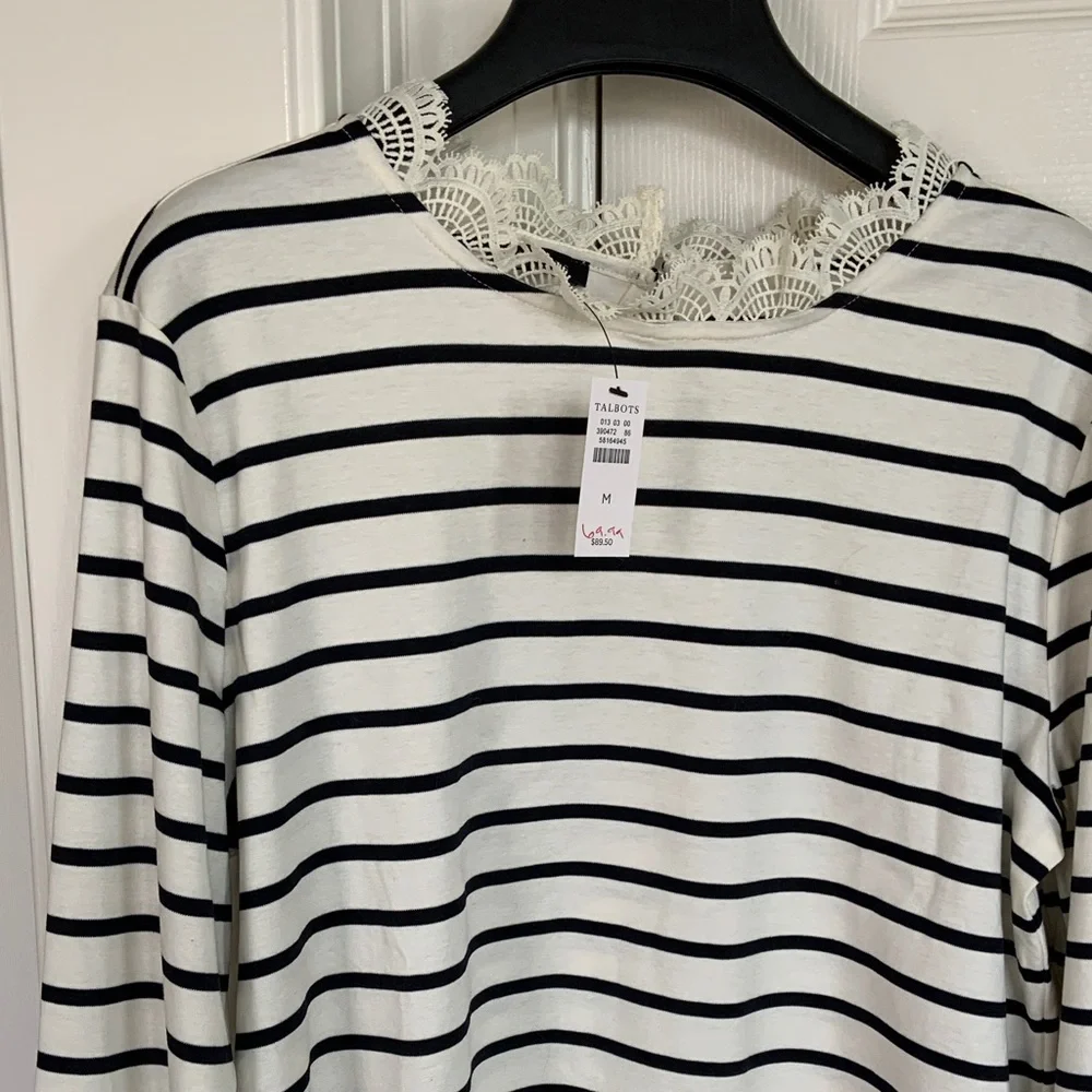 Talbots long sleeve ruffle trim tee - Picture 1 of 5